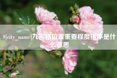 孝感九宫格位置重要程度排序是什么意思